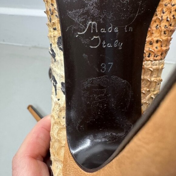 Limited Edition Mimosa Leopard & Beige Leather Booties – Size 7 – Made in Italy - Picture 13 of 16